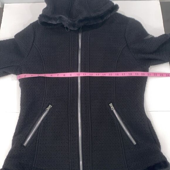 Goode Ryder Women's Sweater Jacket Hooded With Zippered Pockets & Faux Fur Trim - Picture 11 of 16